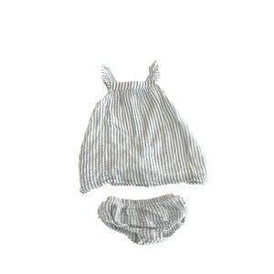 Angel Dear Blue & White Striped Baby Dress with Matching Diaper Cover